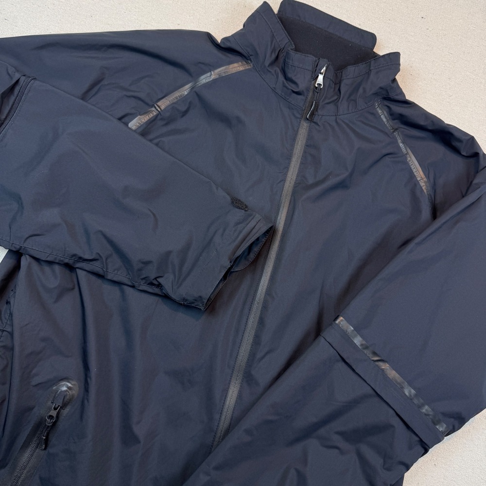 Greg Norman Large Golf Jacket Mens Black Waterproof Convertible Play Dry Zip